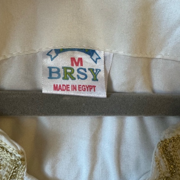 White Gold Embroidered Kaftan Dress Boho Resort Tunic Size M - Picture 4 of 6